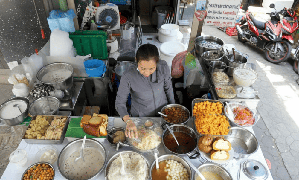 Sweet treats served chilled of colorful Cambodian desserts